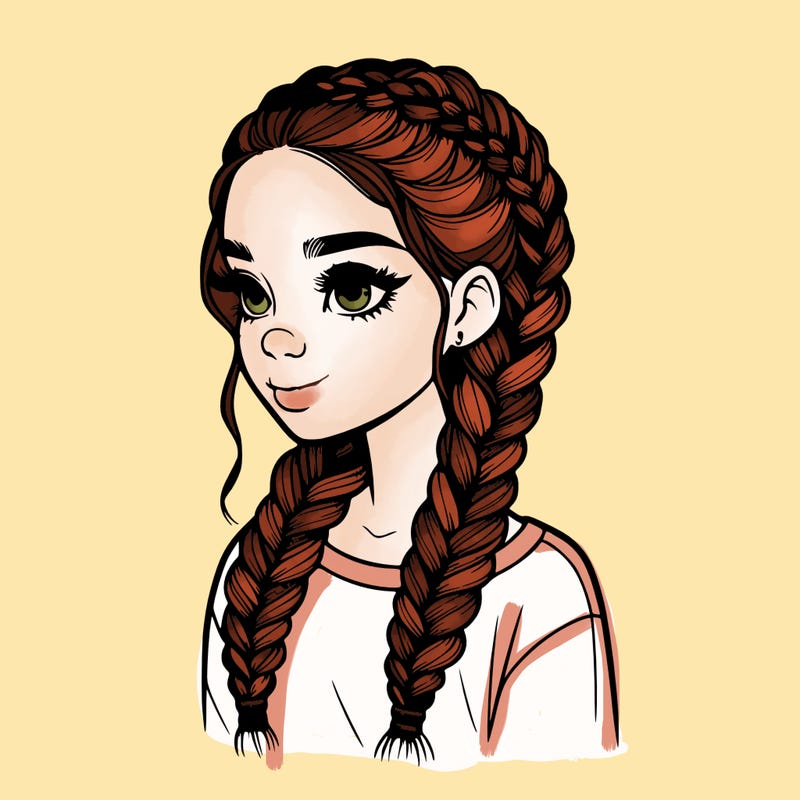 realistic girl with braids