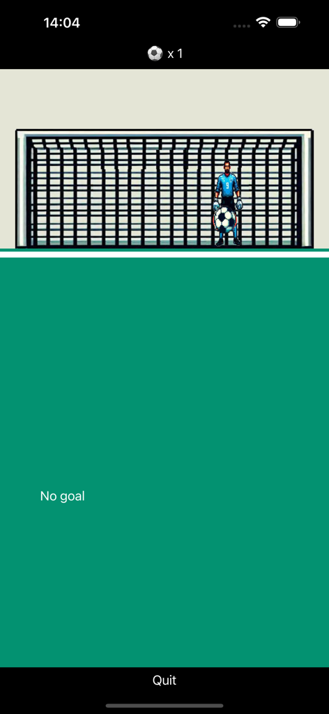 Football Goal Keeper Fantastic - A pixel art goalkeeper catching a soccer ball in a penalty shootout match.