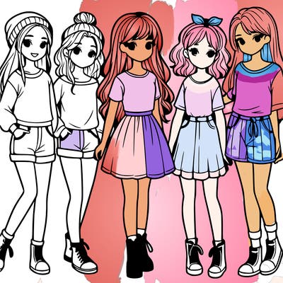 a group of five girls