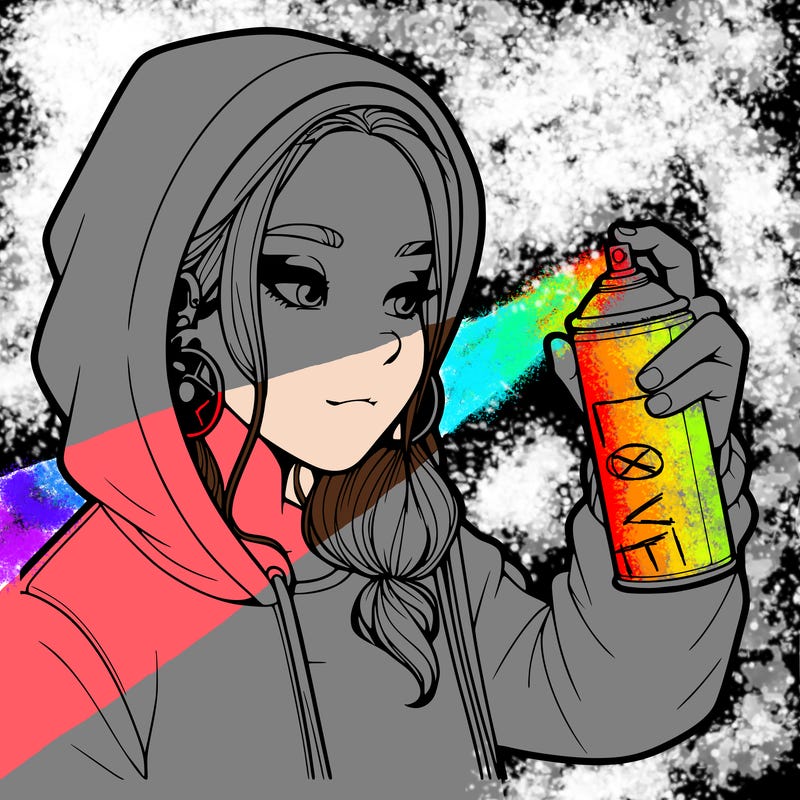 a realistic girl, spray painting