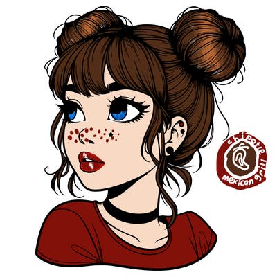 realistic girl with spacebuns