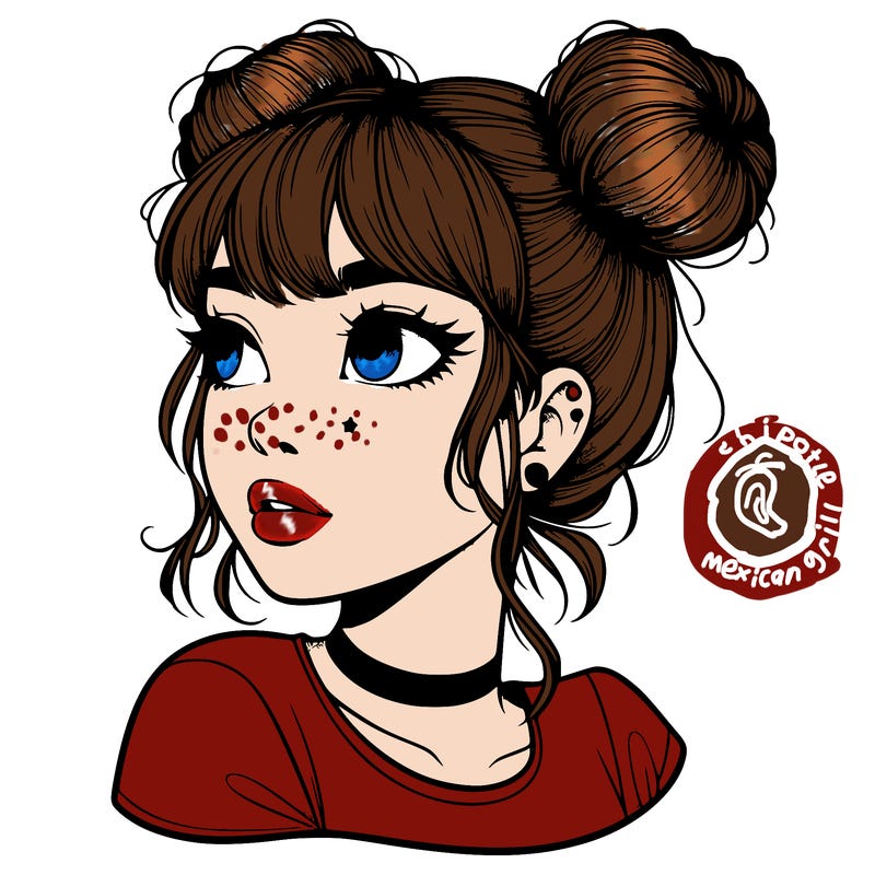 realistic girl with spacebuns