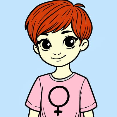 girl with pixie cut and feminist shirt