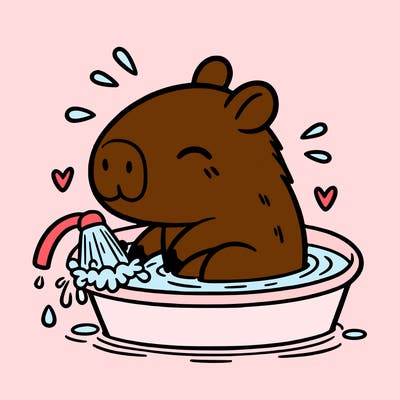 capybara taking a bath