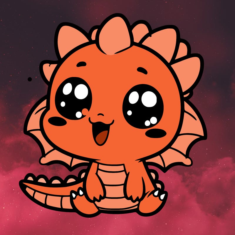 a kawaii-style cute dragon with a playful face.