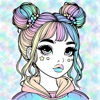 realistic girl with space buns
