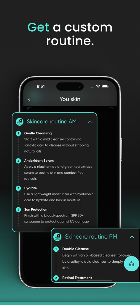 RateByFresh - LooksMax - RateByFresh App-Oberfläche, die eine personalisierte Morgen- und Abendroutine für Männer anzeigt