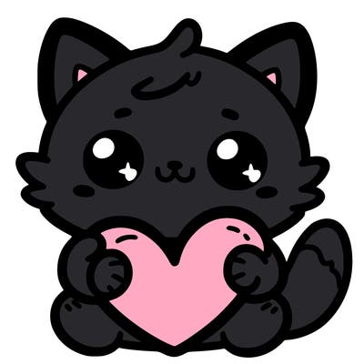 cartoon cat holding a heart