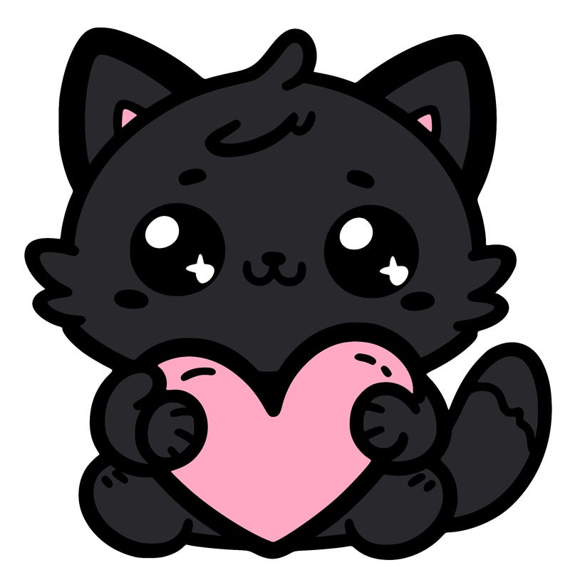 cartoon cat holding a heart