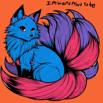 realistic detailed 9 tailed anime fox