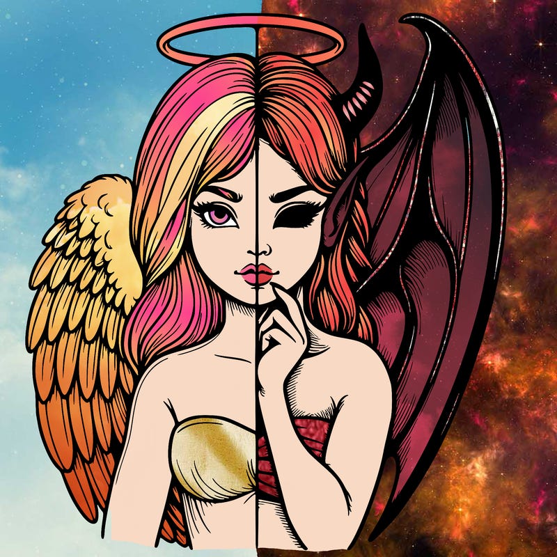 realistic angel half demon