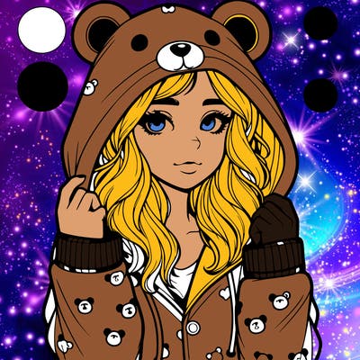 realistic girl in a animal pjs hoodie