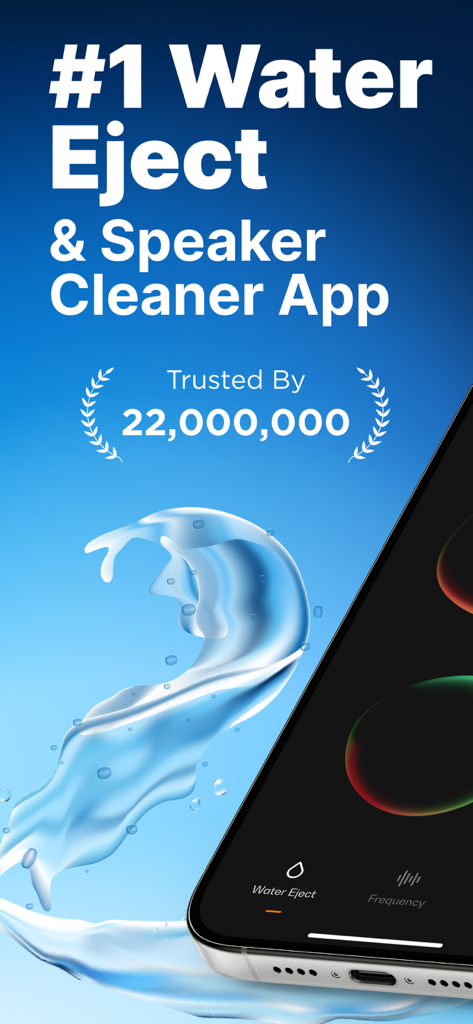 Sonic app promotional screen for water eject and speaker cleaner trusted by 22 million users