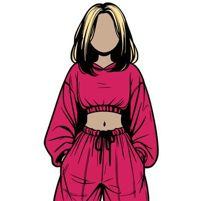 realistic girl faceless with baggy pants and a crop top