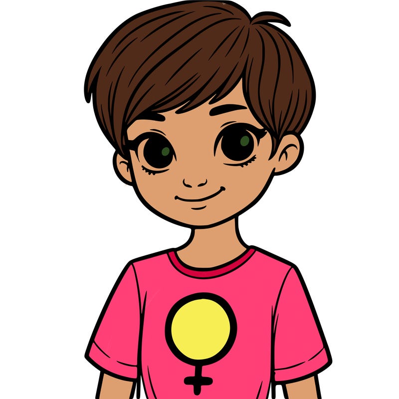 girl with pixie cut and feminist shirt