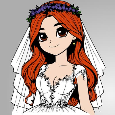 realistic girl in a wedding dress