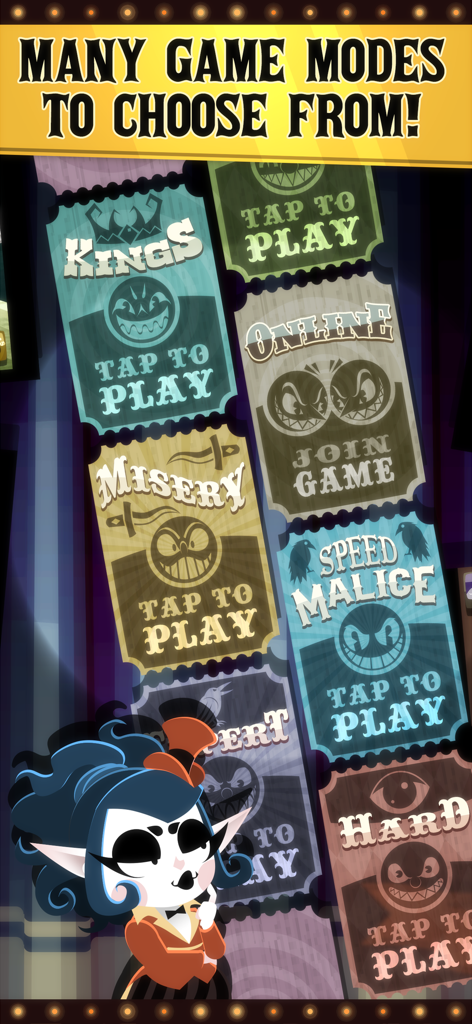 Spite & Malice! - Spite and Malice card game menu showing various game modes like Kings and Speed Malice