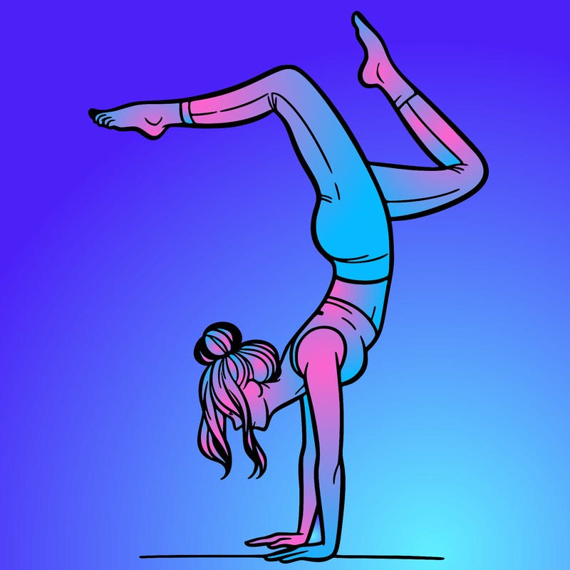 a woman doing a handstand