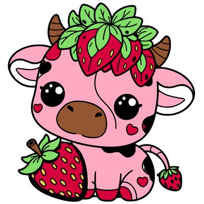cute strawberry cow