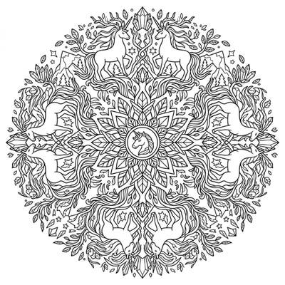 Discover the captivating beauty of our Earth Unicorn Mandala coloring page, where mythical creatures intertwine with the serene patterns of nature. This intricate design offers a calming and creative escape for colorists of all ages.