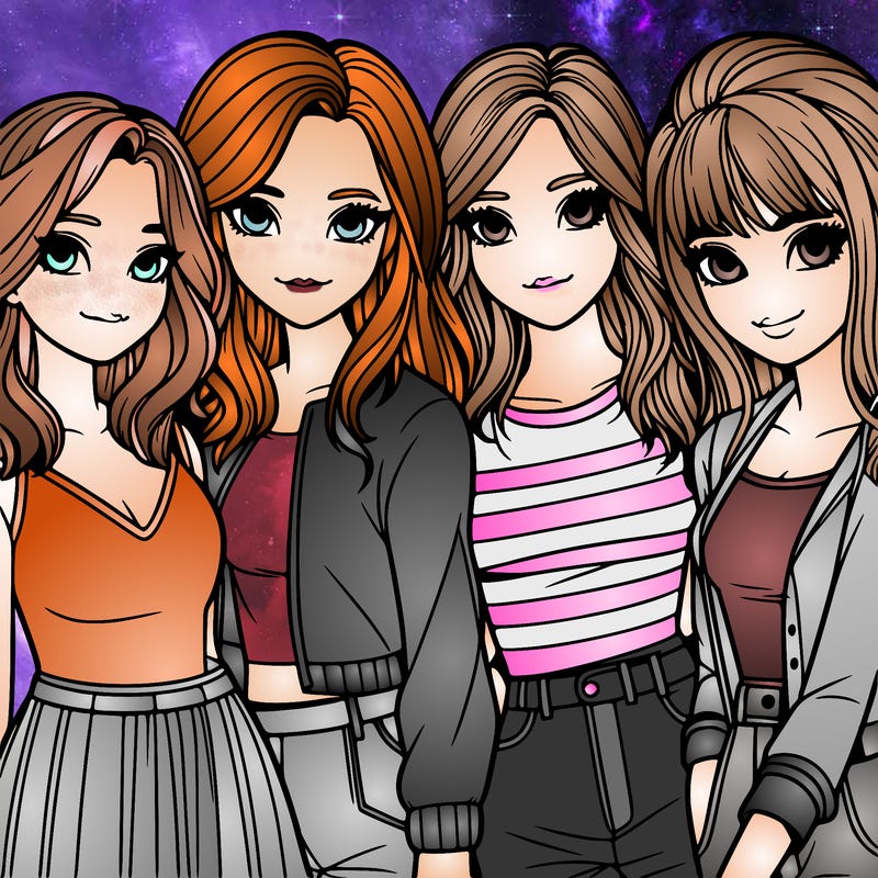 a group of girls realistic