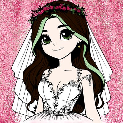 realistic girl in a wedding dress