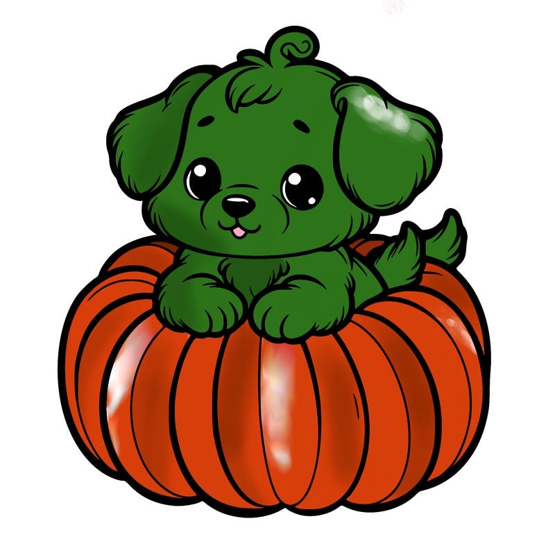 cute little puppy in a pumpkin