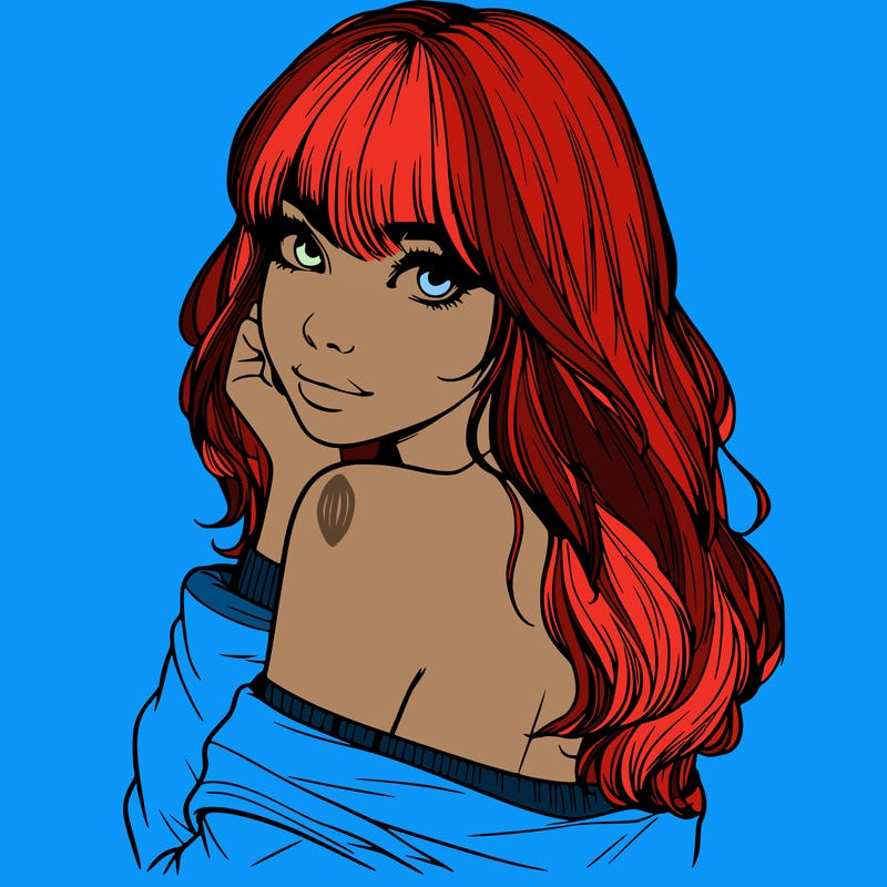 realistic girl with bangs looking over her shoulder