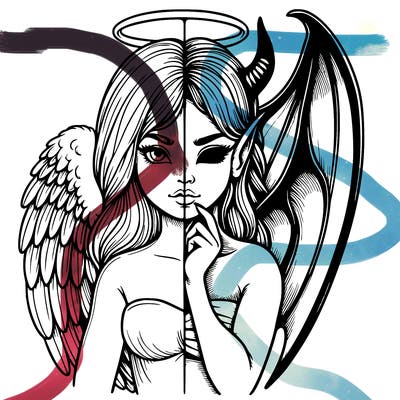 realistic angel half demon