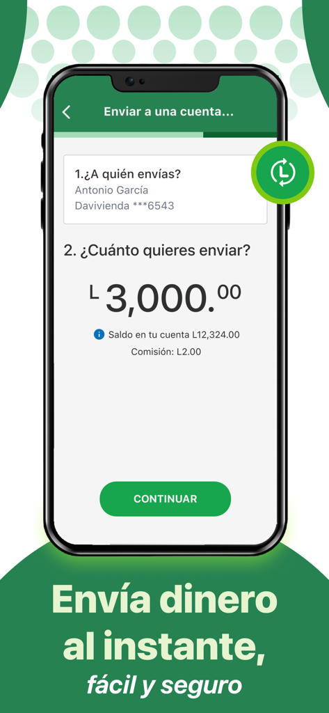 Banco Azteca Honduras - Interfaz de la aplicación móvil de Banco Azteca Honduras que muestra los pasos para enviar dinero en Lempiras.