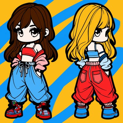 girl in crop top and baggy pants