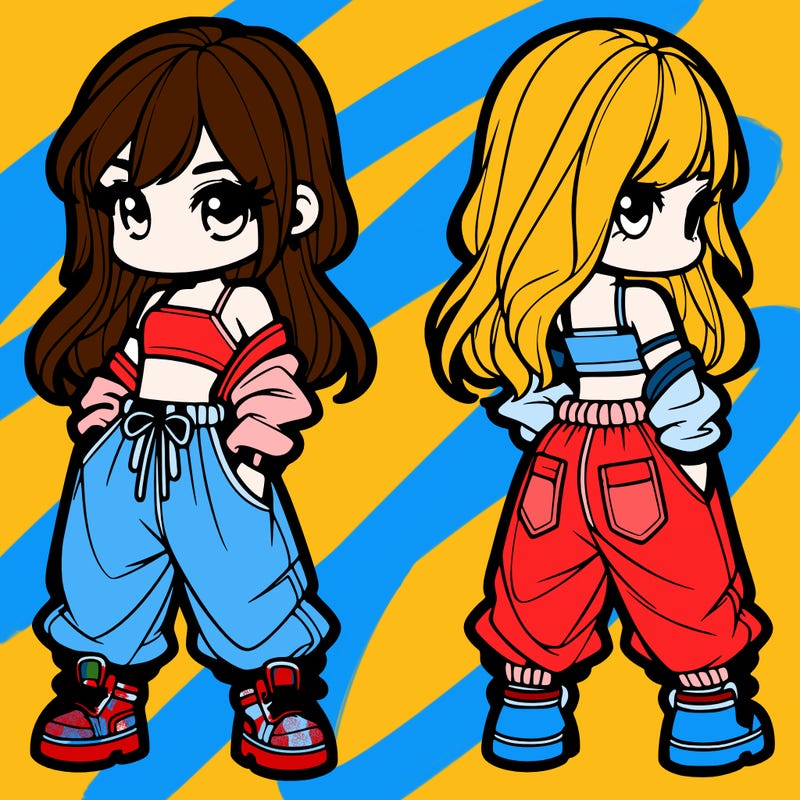 girl in crop top and baggy pants