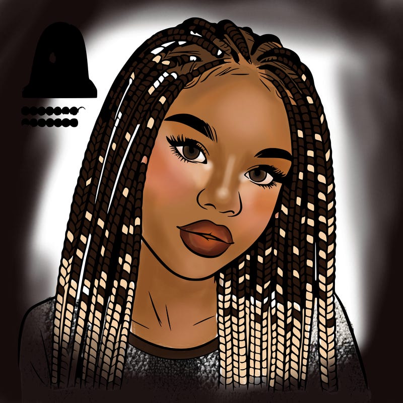 realistic girl with box braids
