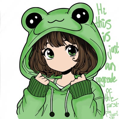 a cute teenage girl wearing a frog hoodie