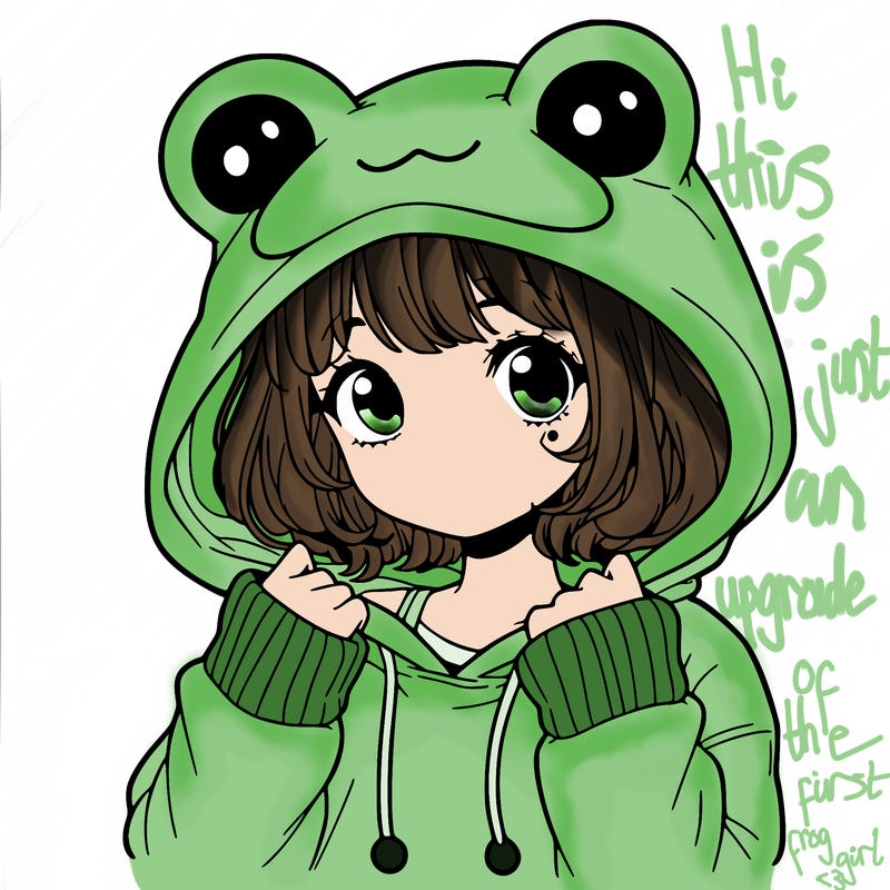 a cute teenage girl wearing a frog hoodie