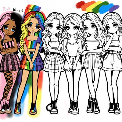 a group of girls realistic