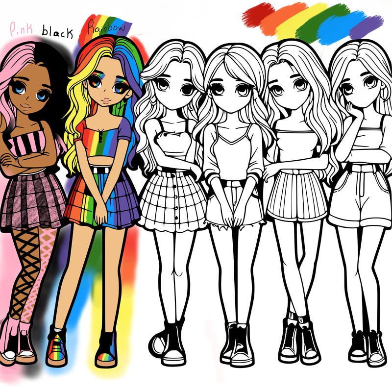 a group of girls realistic