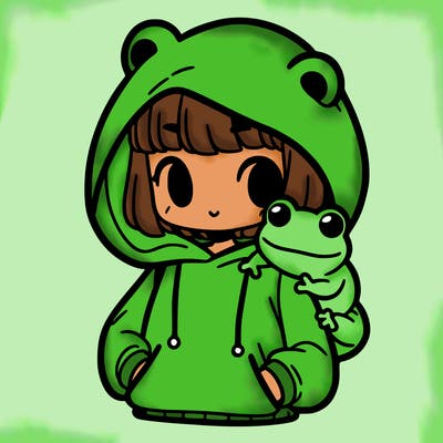 girl and a frog hoodie