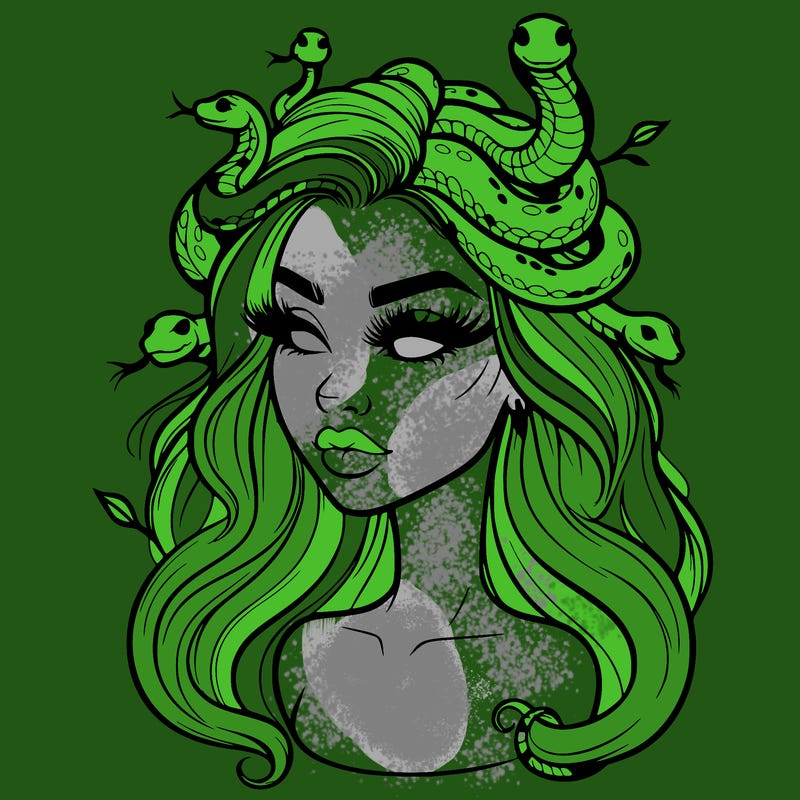 realistic woman with snakes in hair