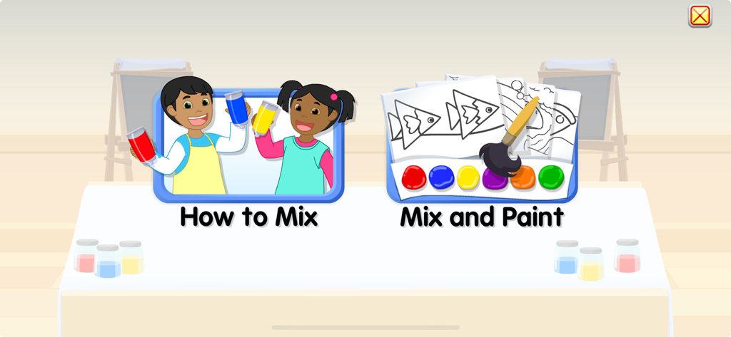 Interface from Starfall Its Fun to Read showing the How to Mix and Mix and Paint art activities for children