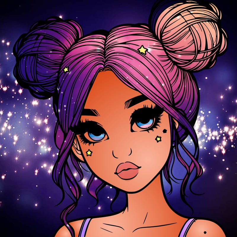 realistic girl with space buns