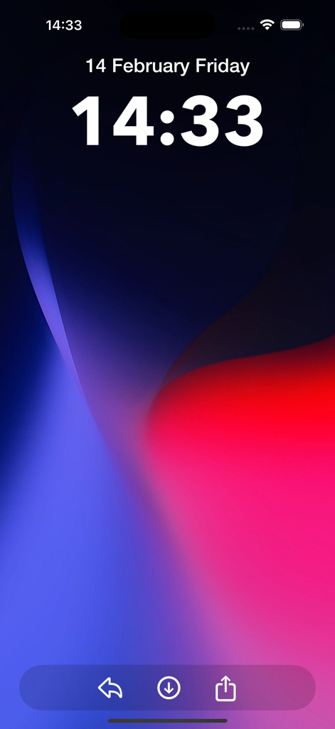 Walpium: Live Wallpapers 4K HD - 青と赤のグラデーションを特徴とするiPhoneロック画面上の高品質な抽象壁紙プレビュー。