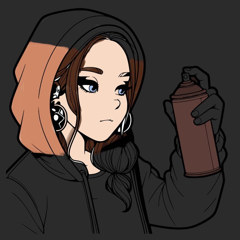 a realistic girl, spray painting