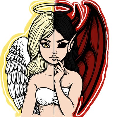 realistic angel half demon