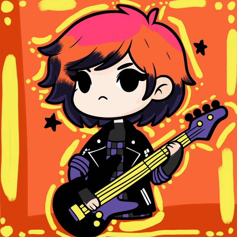 girl rockstar with short hair