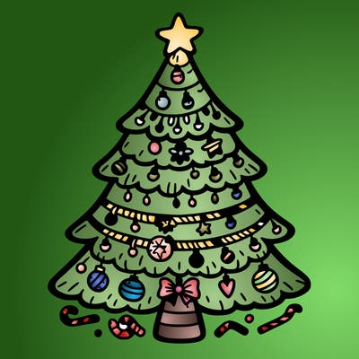 christmas tree with lots of details