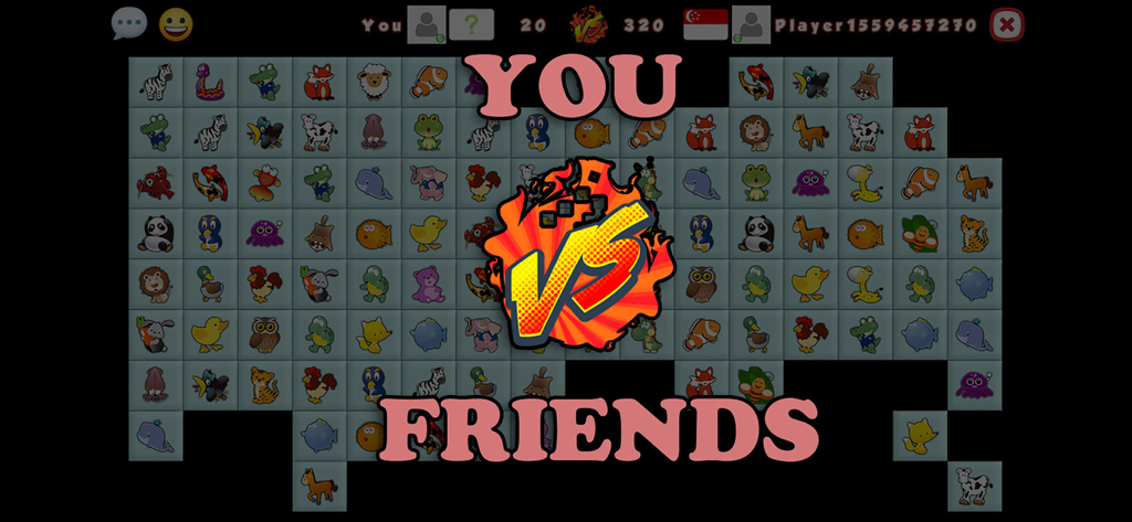 Onet Online multiplayer mode screen with animal tile matching gameplay