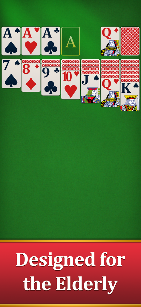 Classic Solitaire for Seniors - Classic solitaire game interface with large cards and clear text designed for the elderly