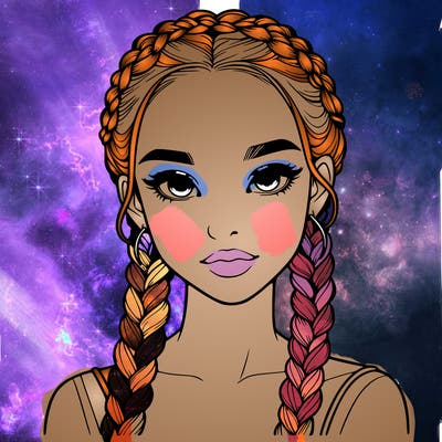 realistic girl with braids