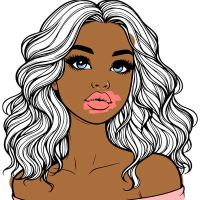 realistic girl with wavy hair and lips